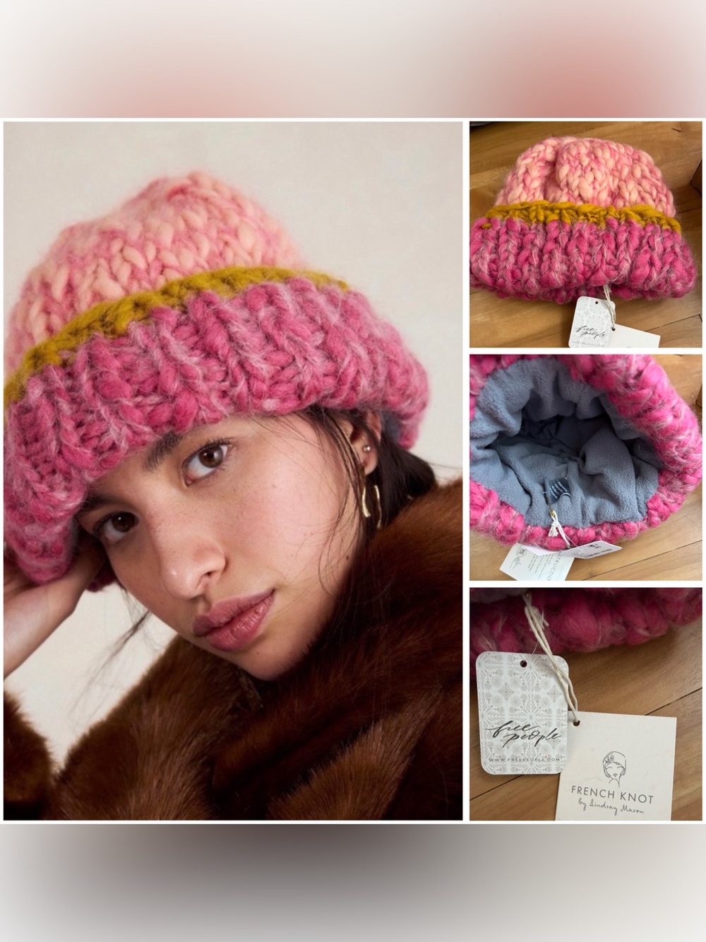 Free People & French Knot Handmade knit beanie: “Chunky Woven Fisherman’s Hat”
